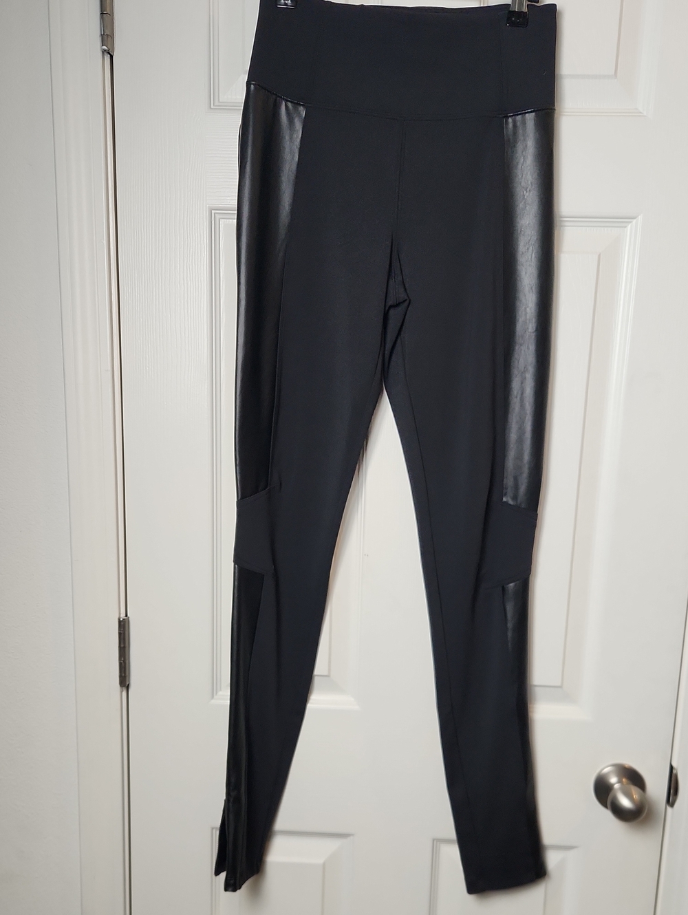 Athleta Black Faux-Leather Panel High-Waist Leggings
